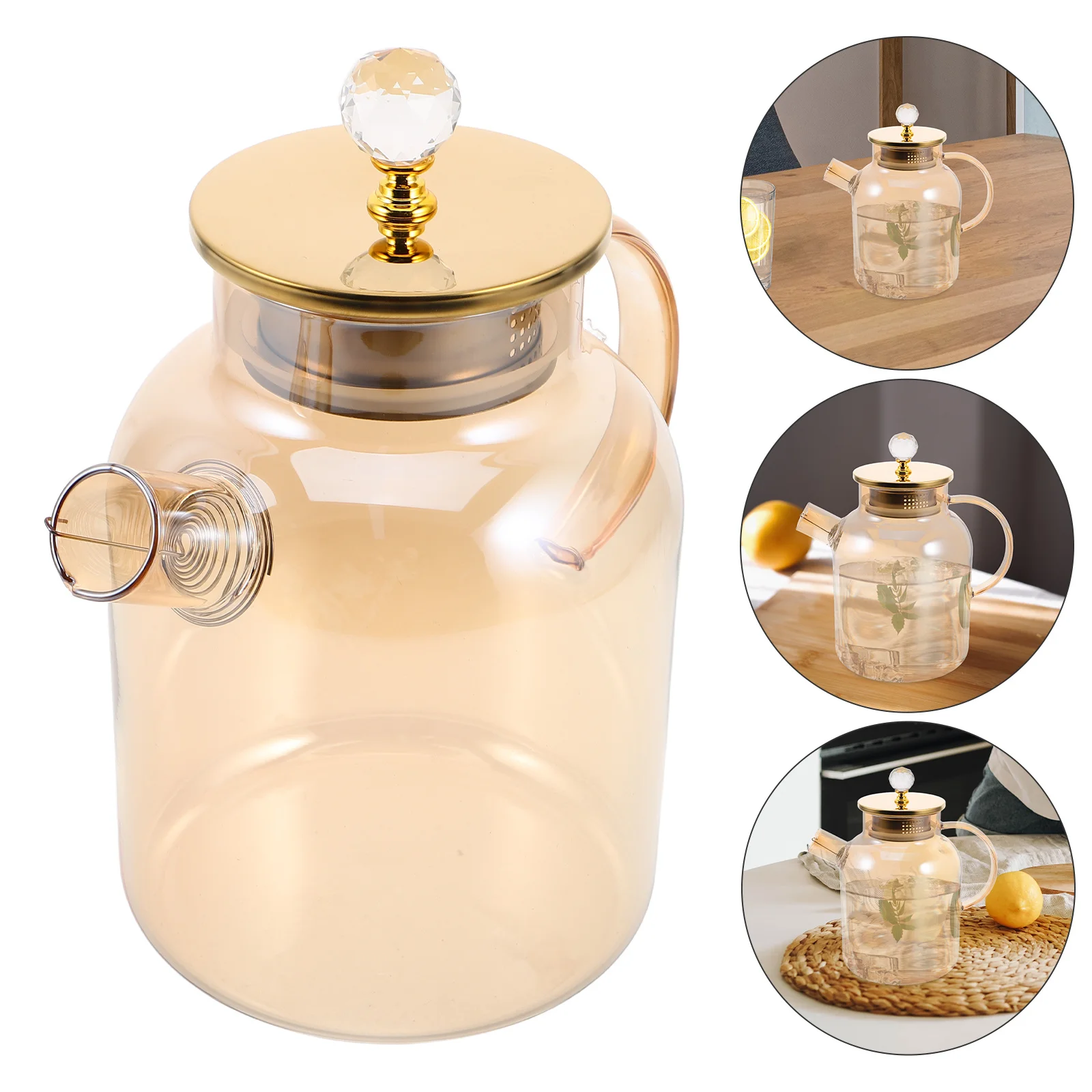 

Large Capacity Glass Water Jug Heat Resistant Carafe Household Use Boiling Tea Cold Drinks Lemonade Teapots for Tea