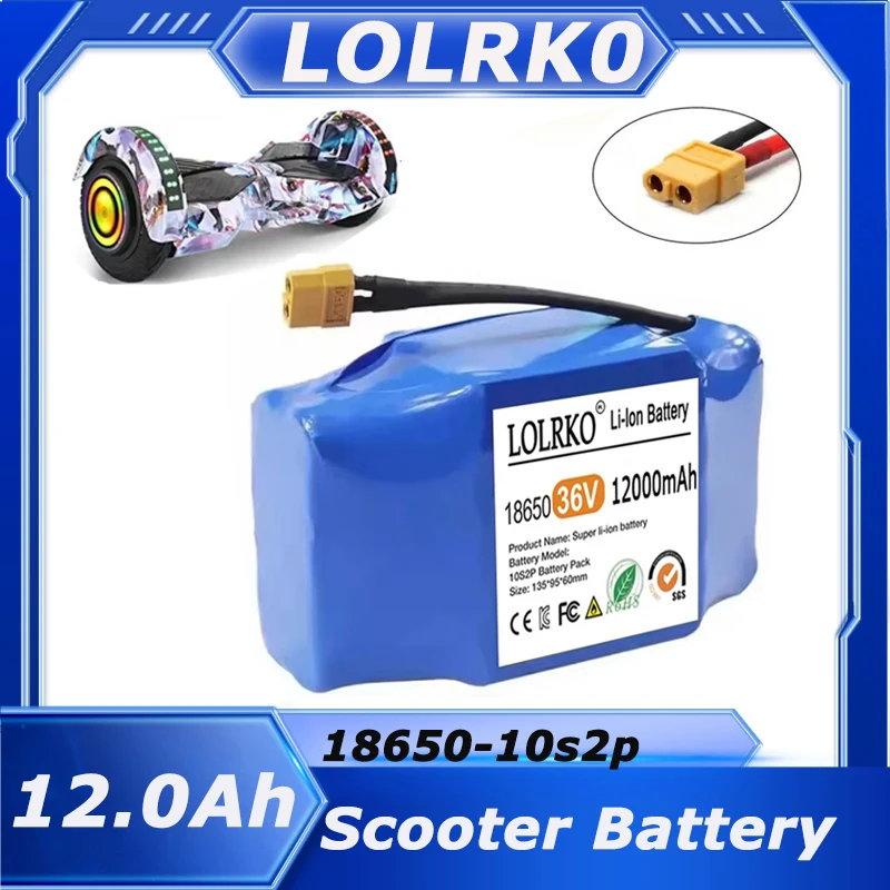 

Upgrade 36V Battery pack 12000mAh Rechargeable Lithium ion battery for Electric self balancing Scooter Hover Board unicycle