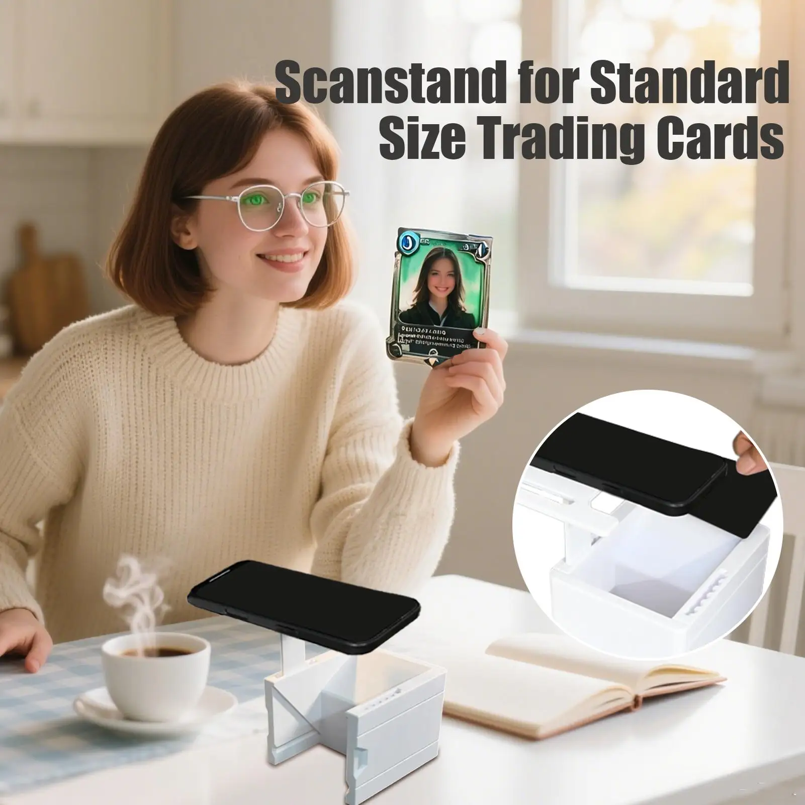 TCG Card Scanner Phone Holder, Compatible Designed for Fast MTG Card Scanning Works Portable Scanning Device Bracket