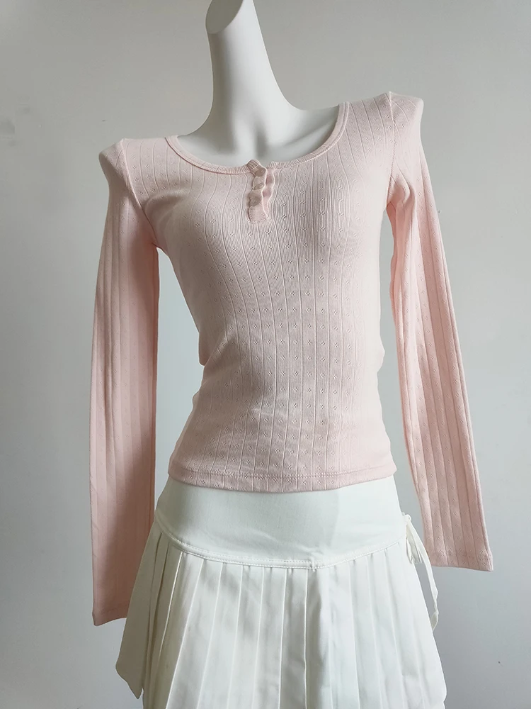 

Prairie Chic Floral T-shirts Women Long Sleeve O-Neck Three Buttons Cute Tops Tee for Sweet Girls Kawaii Clothes