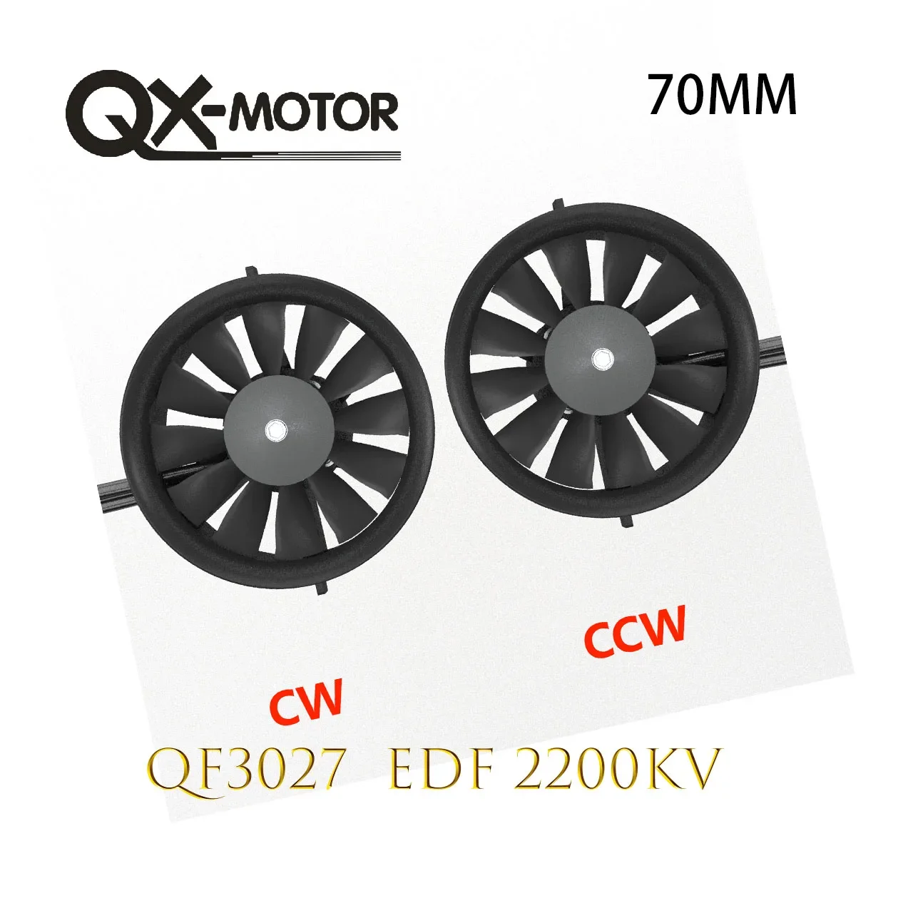 QX-Motor 70mm EDF 12 Blades Ducted Fan QF3027 -2200kv  CW CCW Brushless Motor for Remote Control Toy Parts