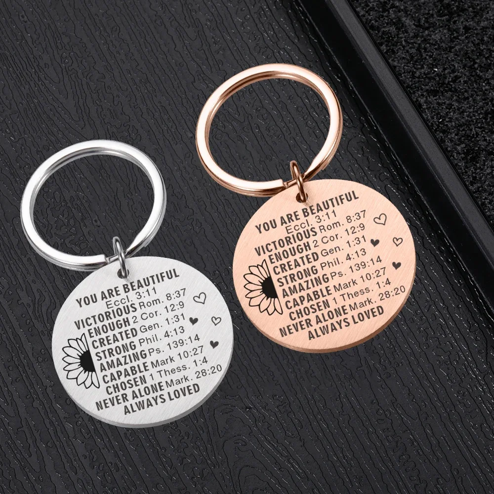 Religious Keychain Gift Custom Bible Verse Keyring Affirmation Gifts Ideas for Bible Lovers Christian Scripture Present PSALM