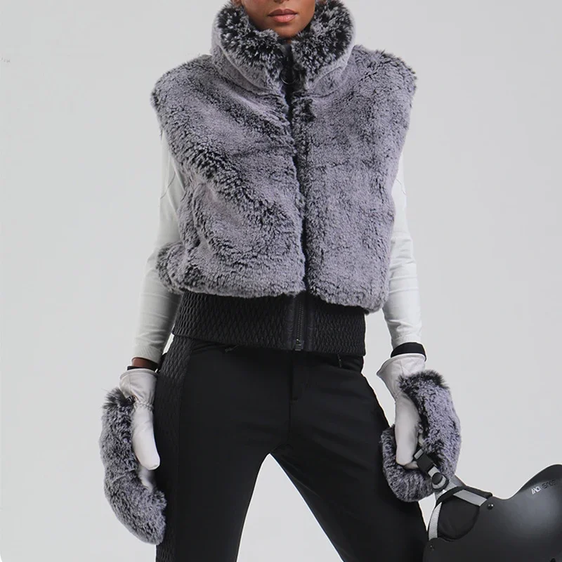 Outdoor Sport Mountain Damskie rękawice snowboardowe Zimowe ciepłe damskie rękawice narciarskie ze sztucznego futra Wiatroszczelne motocyklowe damskie rękawice śnieżne