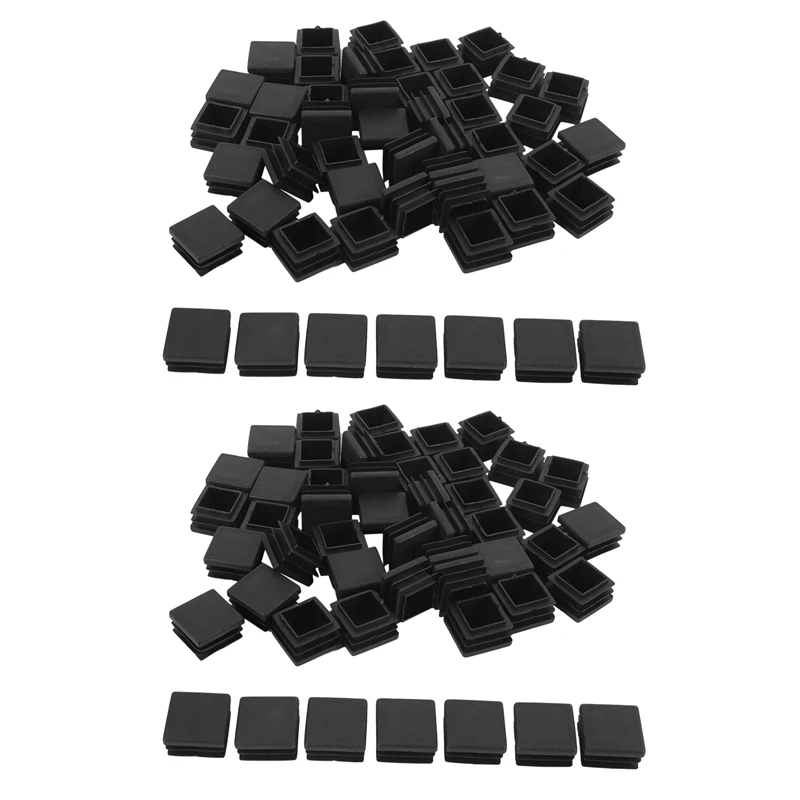 Chair Leg Plastic Blanking End Cap Square Tube Insert Black 20Mmx20mm 100Pcs