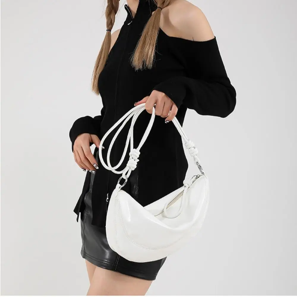 

PU Leather Retro Saddle Bag Korean Style Solid Color Crossbody Bags Fashion Design Shoulder Bag Versatile Dumplings Bag Girls