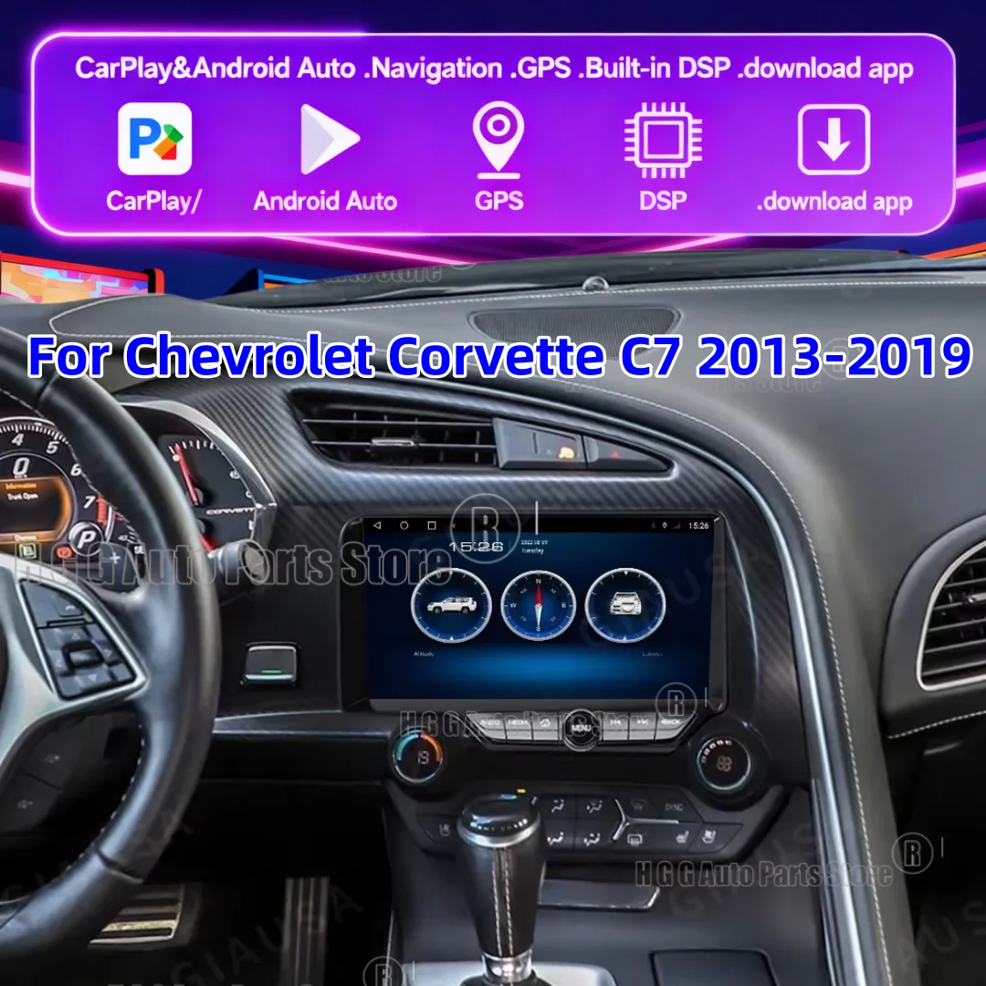 12.3 inch Android Radio For Chevrolet Corvette C7 Stingray 2013-2019 Multimedia Player Car GPS Navigation Wireless Carplay Stere