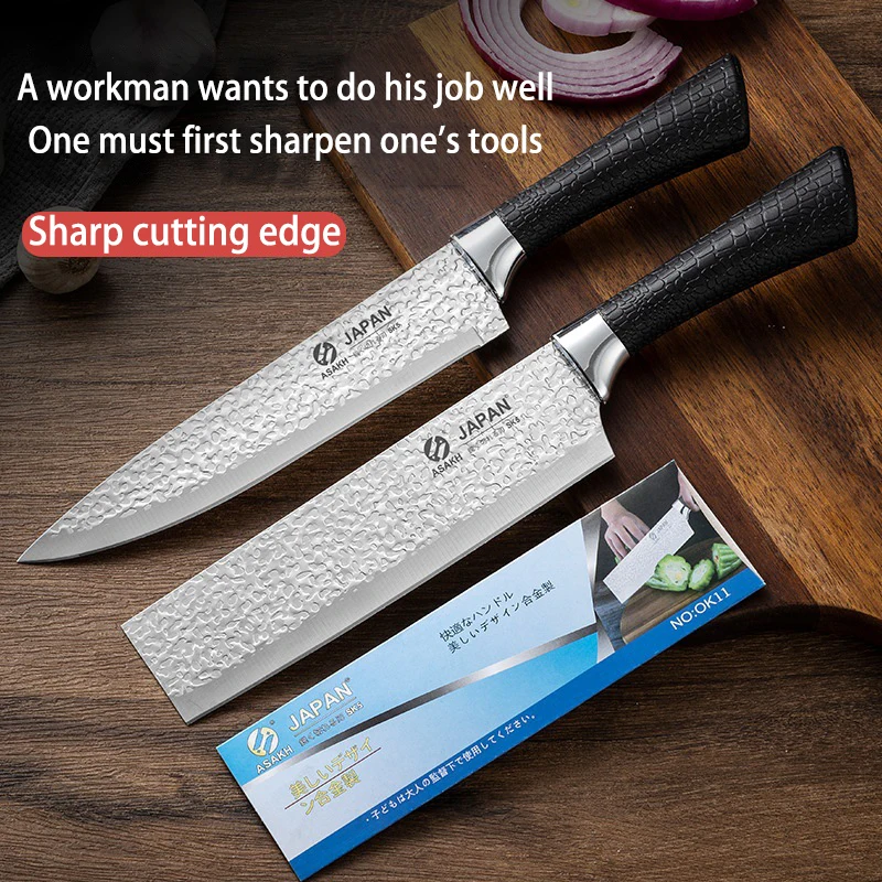Stainless steel chef's knife, sharp kitchen cutting knife, fruit and vegetable peeler high-hardness meat and fruit cutting knife