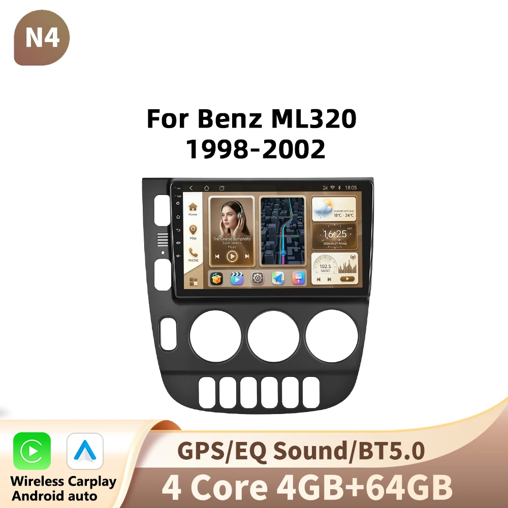 Podoyo Voor Benz ML320 1998-2002 Android Autoradio Multimedia Speler Navigatie GPS Carplay Auto Stereo Intelligente Systemen