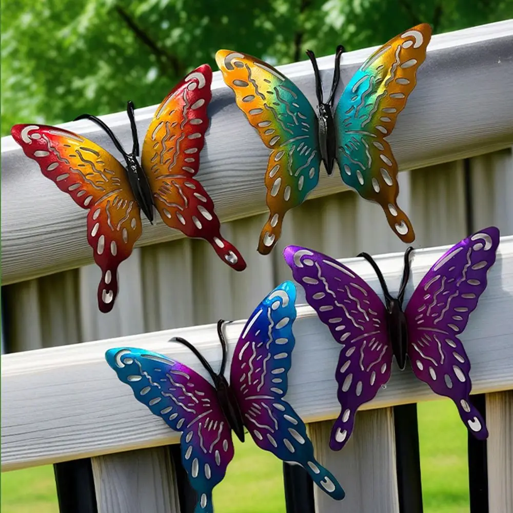

4Pcs Iron Butterfly Wall Art Hanging Creative Cute Butterflies Sculpture Ornaments Waterproof Exquisite Animal Statues