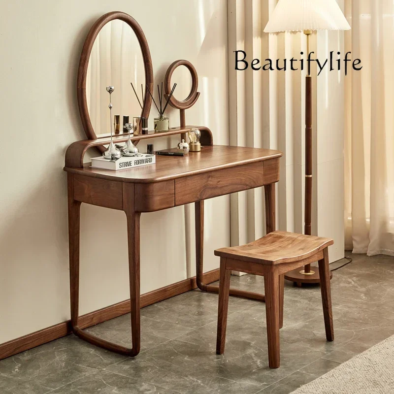 

Black walnut dresser solid wood storage cabinet integrated bedroom modern simple dressing table table storage chest desk