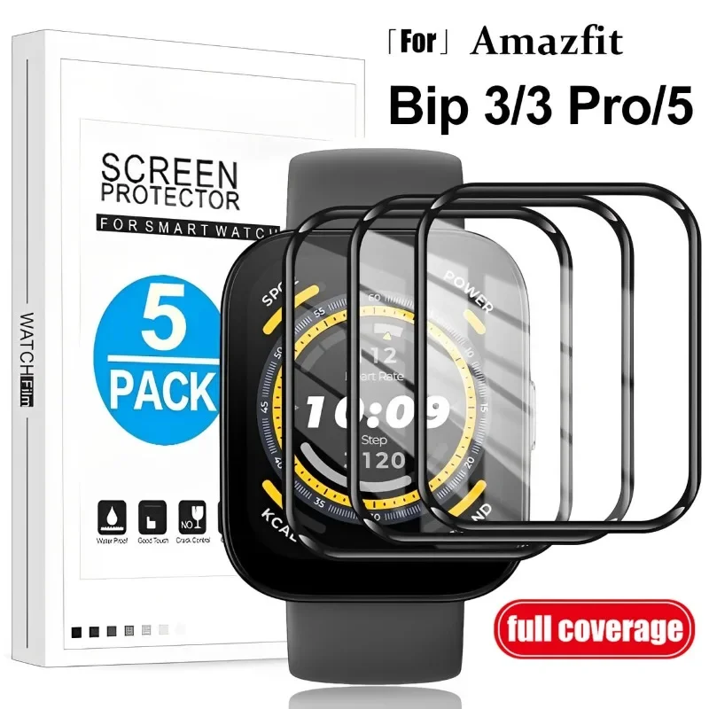 For Amazfit Bip 3/3 Pro/5 Screen Protector Curved Film for Amazfit Bip5 Smart Watch Anti-scratch Protective Cover Film Not Glass