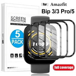 For Amazfit Bip 3/3 Pro/5 Screen Protector Curved Film for Amazfit Bip5 Smart Watch Anti-scratch Protective Cover Film Not Glass