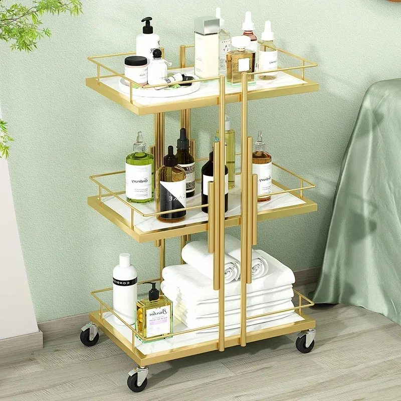 Trolley Cart Beauty Salon Tray Organizer Wheels Roulette Storage Aesthetic Auxiliary Equipment Furniture Car Lashista Bar Tool