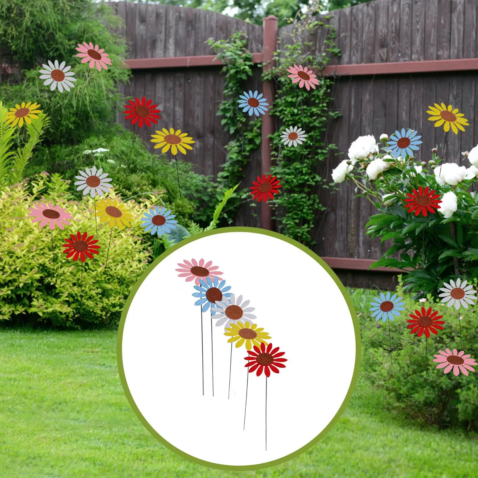 5PCS Sunflower Garden Stake Ornament Outdoor Decoration Sculpture