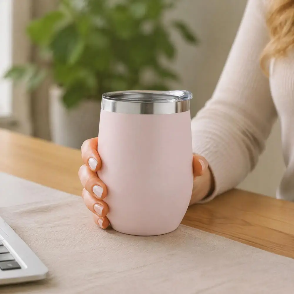 Gift for Friends Family Vacuum Insulated Coffee Mug Portable Egg Shell Cup with Lid 12oz 304 Stainless Steel Double for Home
