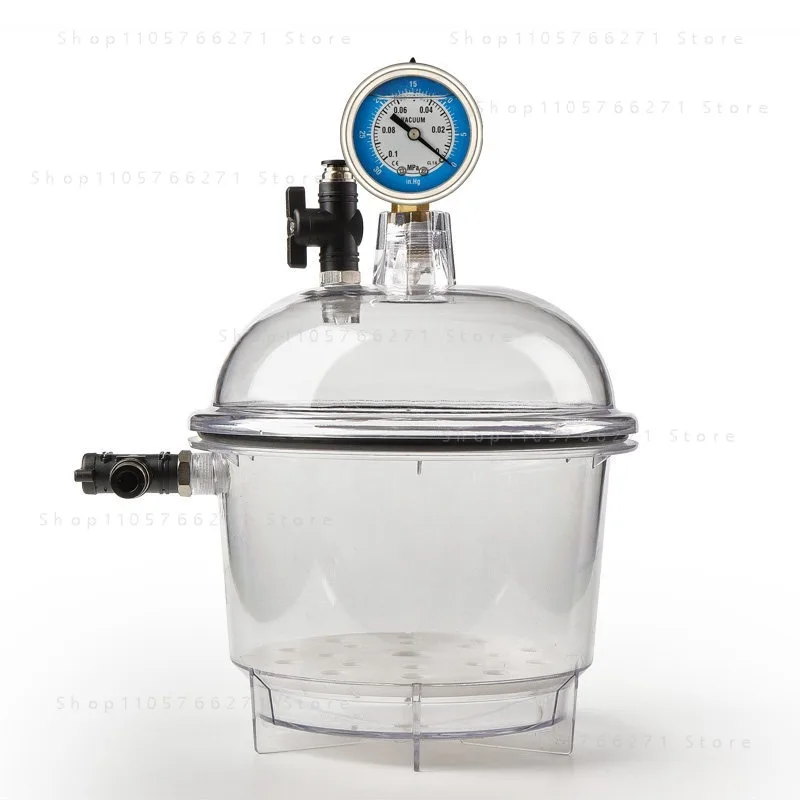 150mm/250mm Laboratory Plastic Vacuum Dryer with Pressure Gauge Transparent Vacuum Drying Device