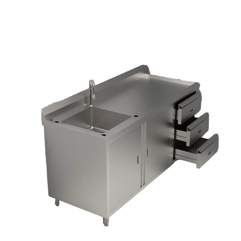Commercial cabinet console 304 ultra-thick stainless steel workbench sink single hole multi-function