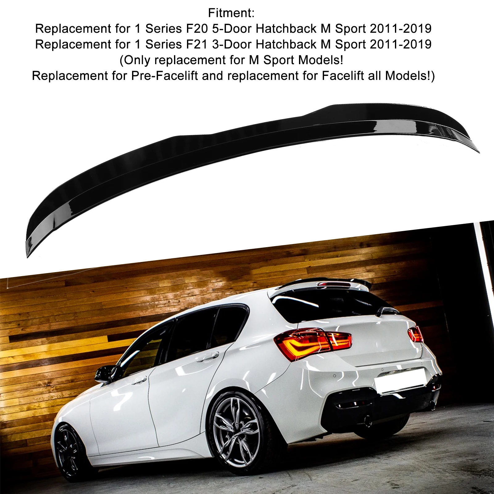 Auto Accessories Boot Wing Rear Wing Car Rear Spoiler Tail Wing Glossy Black Modification Replacement for 1 Series F20 2011-2019
