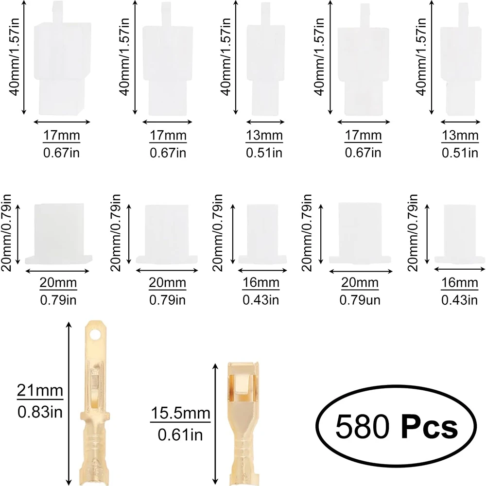 580pcs Motorcycle Wire Connector Housing Terminal Kit,2.8mm Pitch 2 3 4 6 9 Pin Male Female Plug Pin Header Crimp Wire Connector
