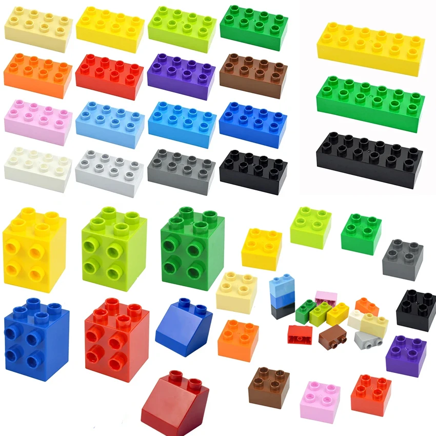 MOC Big Size Toys Building Blocks 1x2 2x2 2x4 Dots Large Bulk Bricks City Assembled Parts Thick Bricks Large Compatible Duploes