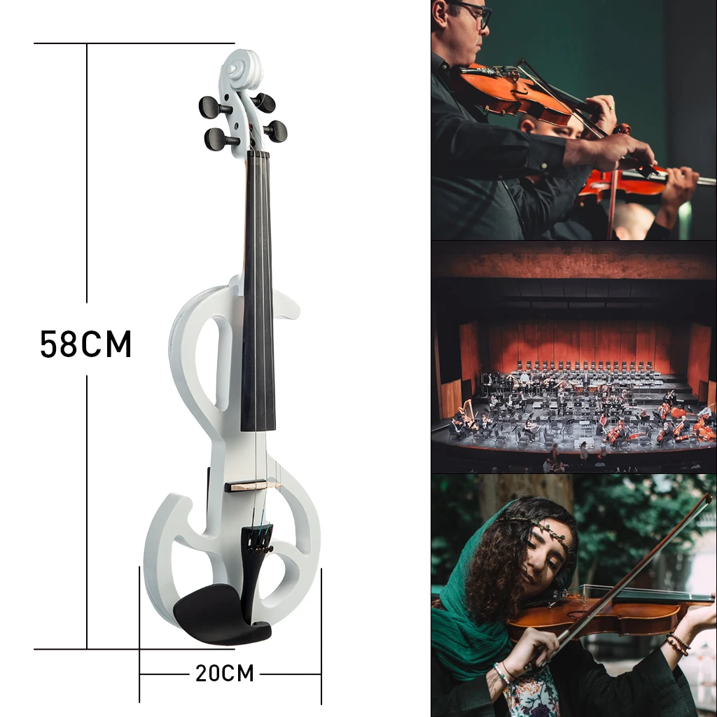 Full Size Silent Violin Bright Sound 4/4 Electric Fiddle Student Standard Violin Outfit Entry Level Violin With Bow &Carry Case