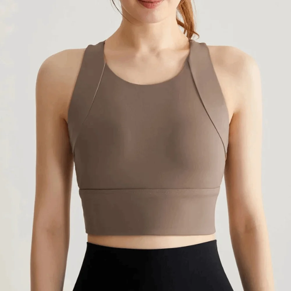 

High-end High Strength Sports Bra Fixed Cups Side Support Fitness Bra Beautiful Back Design Breathable Push Up Bra Yoga Practice