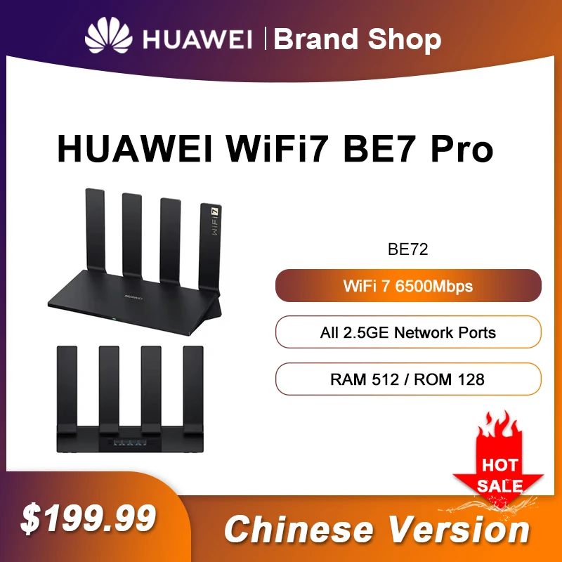 

Huawei BE7 Pro Маршрутизатор Wi-Fi 7 6500 Мбит/с Усилитель сигнала Wi-Fi Полный 2,5GE Сетевые порты для домашнего офиса Поддержка сетчатой сети