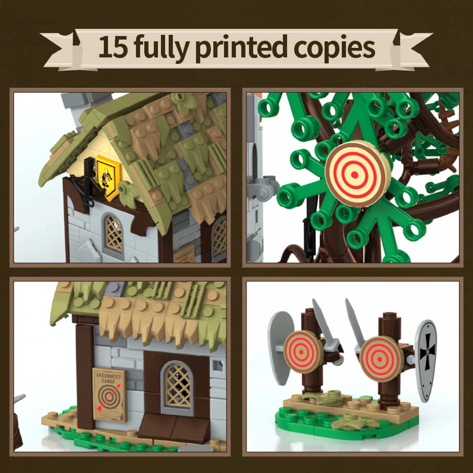 1109PCS Greenwood Range Building Blocks Military Scenes Foldable Military Training Tower Street View Ornaments Puzzle Toys Gifts