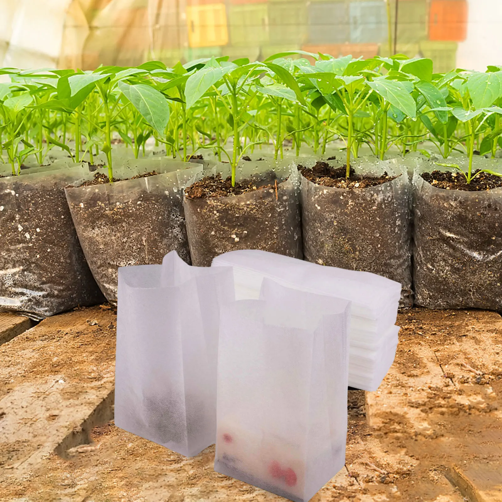 

100Pcs Biodegradable Nursery Bag Plant Grow Bags Non-woven Fabric Se-eds To Sow Flower Pots For Home Garden Accessories Tools