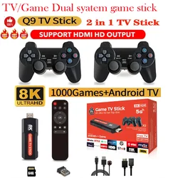 [Genuine]Q9 USB 2.0 Dual System Retro Video Games Console Wireless Controller 64G 8K 5G TV Sticks 10000+ Games Upgrade to Q9 Pro