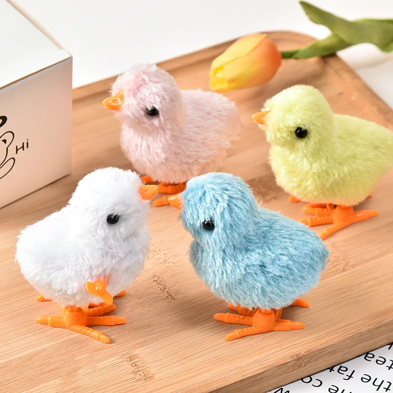 

Winding Yellow Plush Chicken Clockwork Winding Jumping Colorful Chicken Children Stall Toys Hot Sale