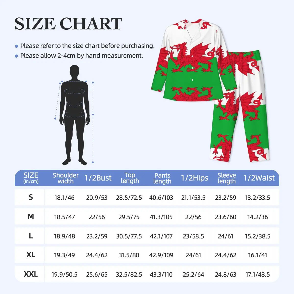 Men's Home Suits Long-sleeved Wales Flag Suits for Autumn and Winter Pajamas for Men