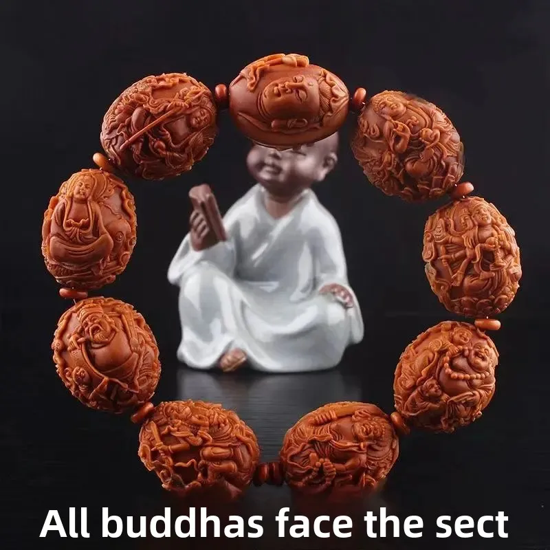 1.9 Big Seed Olive Kernel Bracelet Nuclear Carving Ten Thousand Buddhas Asahi Hand String God of Wealth Maitreya Guanyin Jewelry