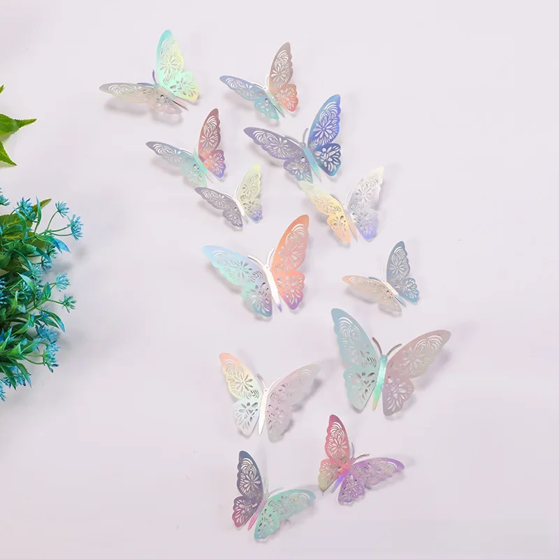 Amazon Symphony 3D Butterfly Hollow Out Wall Sticker DIY Home Cake Gift Decoration Sticker Party Patch Wholesale