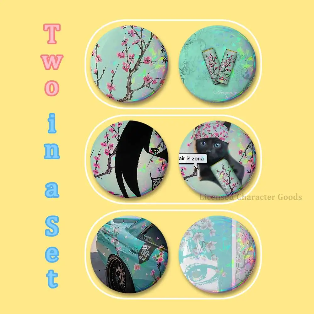 A-Arizona Green Tea Printed Pins 2 piece set Couple Badges Decorations Souvenir Collectibles 25 32 44 58 75 mm