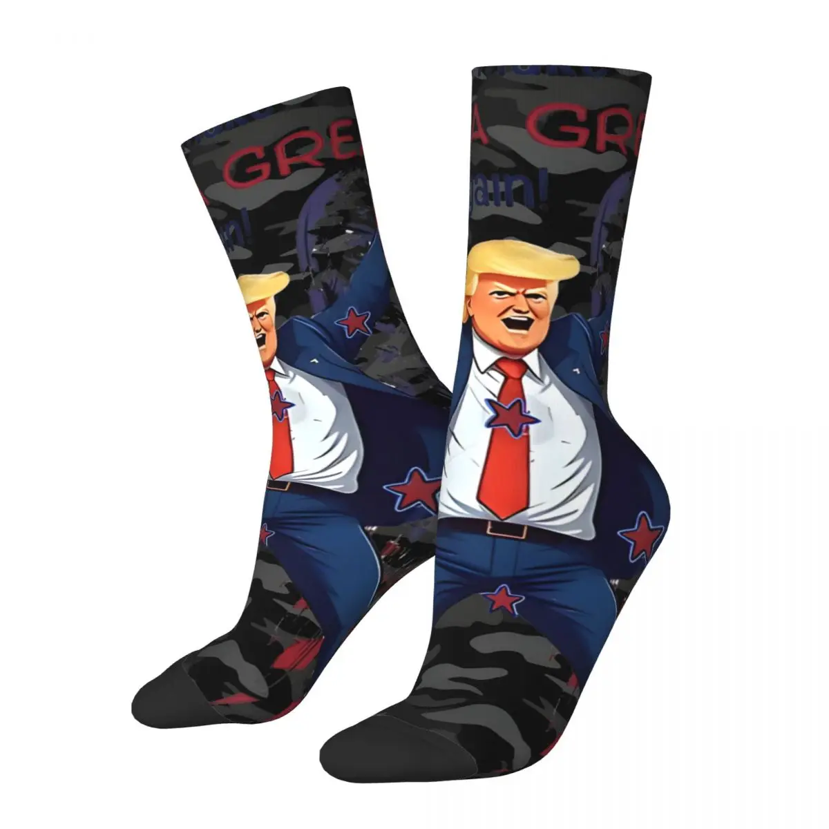 Happy Funny Funny Men's Socks Retro Harajuku T-Trump Hip Hop Novelty Pattern Crew Crazy Sock Gift Printed