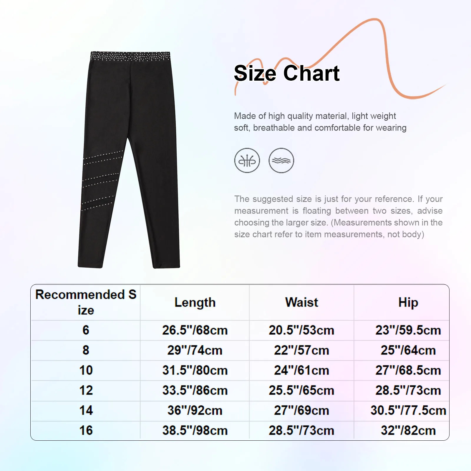 Kids Girls Figure Skating Pants Quick Dry High Waist Elastic Waistband Training Leggings Dance Gymnastics Performance Costumes