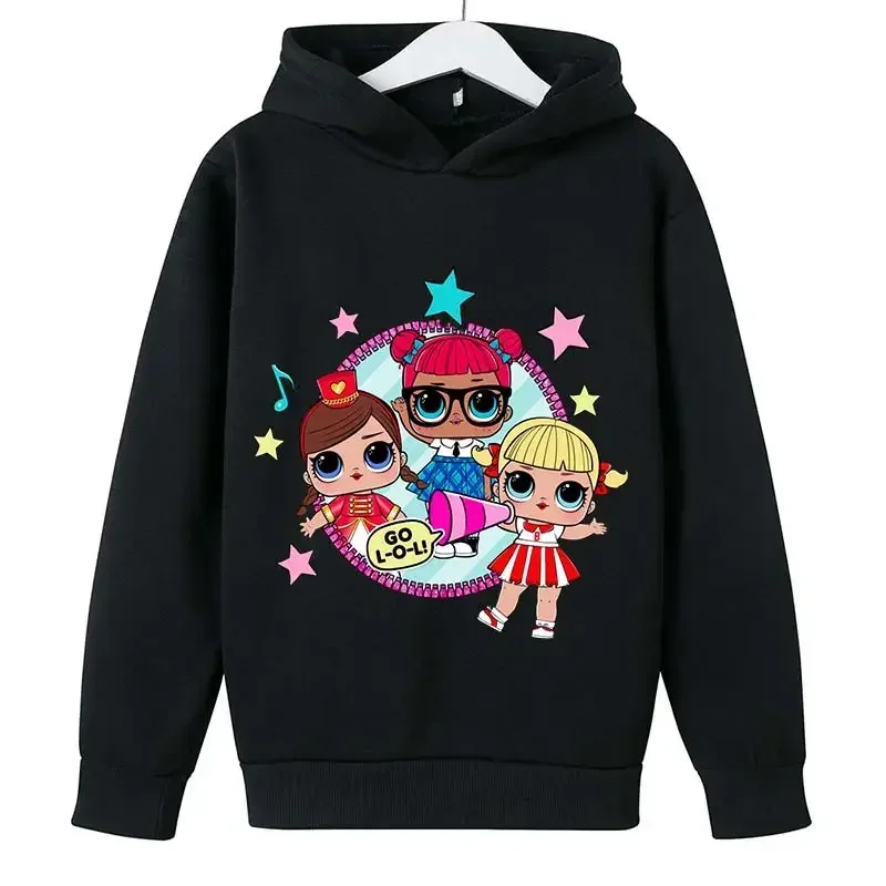 L.O.L.SURPRISE كارتون أنيمي الطباعة الفتيان والفتيات هوديس الربيع والخريف ملابس الأطفال العصرية ولطيفة هوديي
