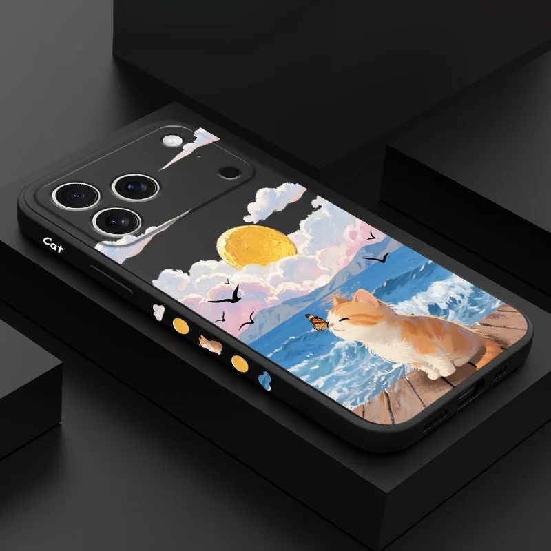 

Rainbow Cat Phone Case For iPhone 17 16 16e 15 14 13 Air Plus Pro Max Mini Liquid Silicone Cover