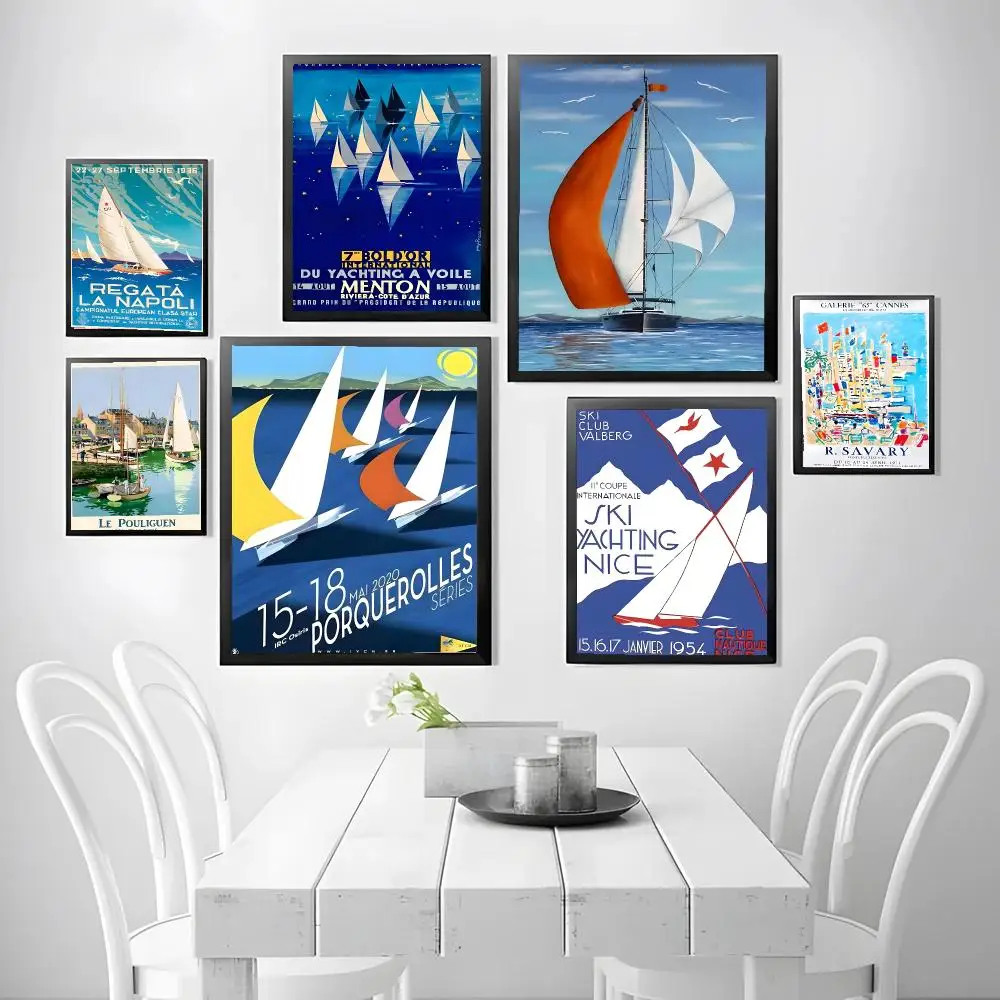 object luxury S-Sailing Yacht Poster Stickers, suitable for game rooms, bedrooms, corridors, home wall art decor, gifts