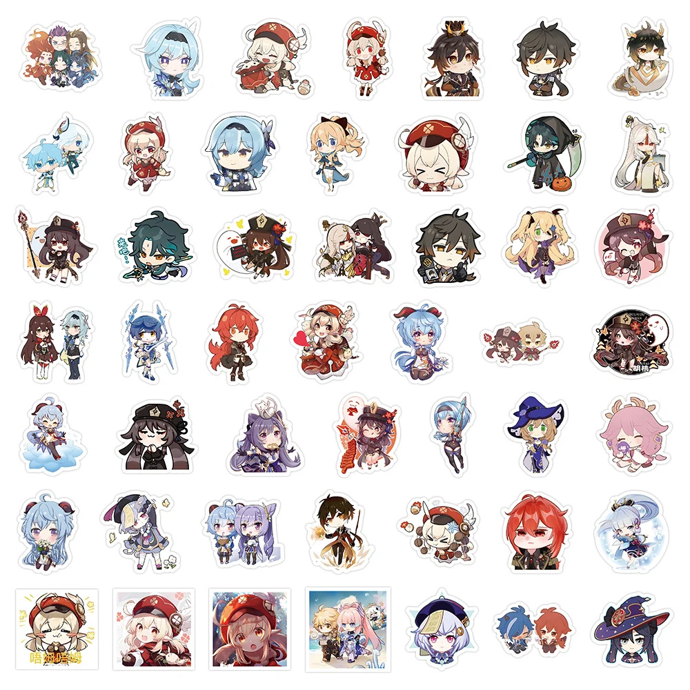 10/30/50/103pcs Cute Genshin Impact Game Stickers Cartoon Anime Decals Phone Dairy Skateboard Kawaii Q-version Graffiti Sticker