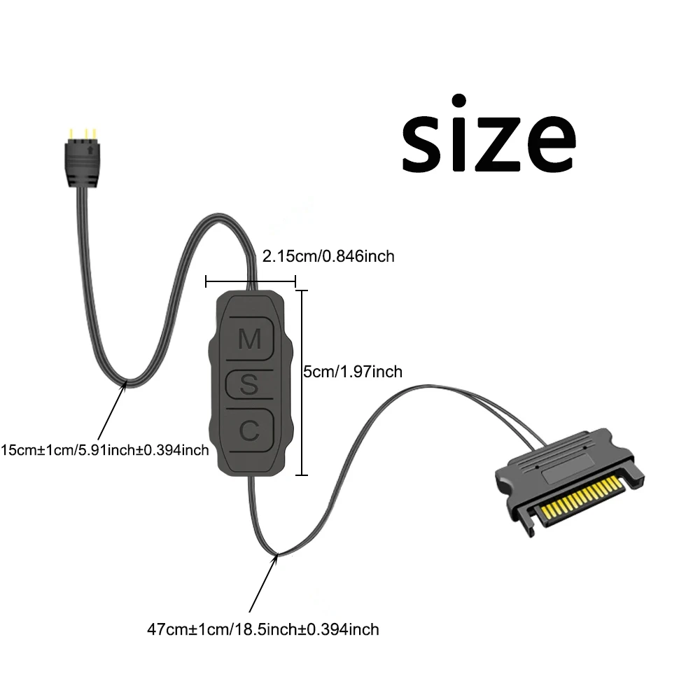 GPUHOLD SATA Interface 5V 3PIN ARGB Controlador Cabo de extensão Adaptador de controlador de luz para ventilador de PC CPU Cooler Fan Light Strip