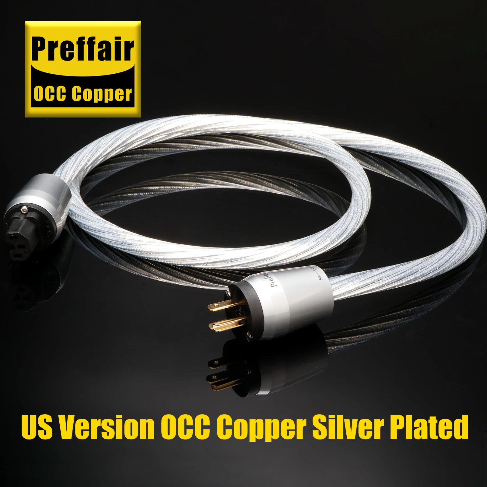 

HiFi Power Cable 8N OCC Silver Plated 14AWG Audiophile Power Cord EU/US/UK Schuko IEC320 C15/16/20A Plug Aluminum Foil Shielded