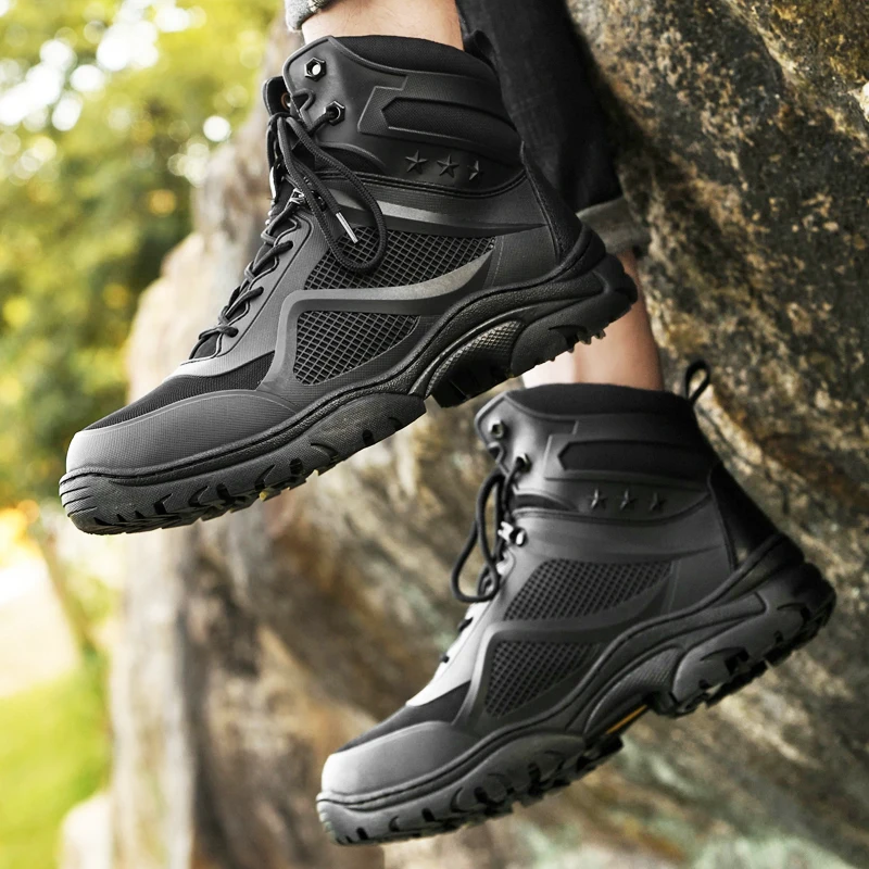 Outdoor Man Hiking Elevator Boots  Ankle Height Increase Shoes for Men Insole 6CM Taller