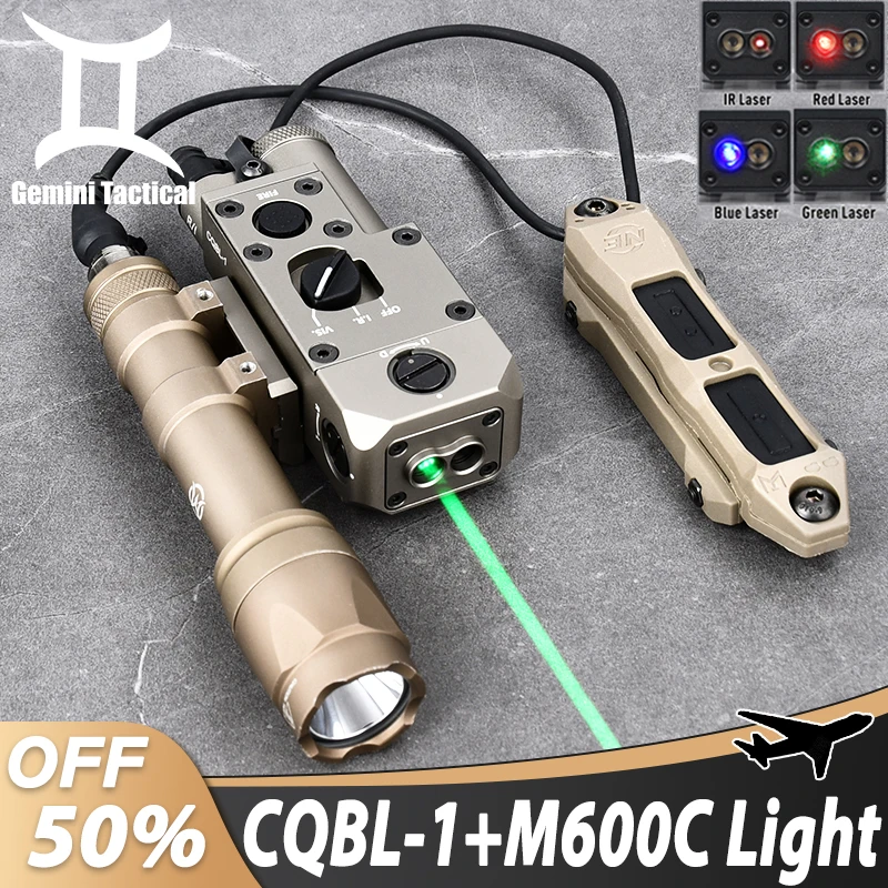 Tactical Metal CQBL Red Green Dot Blue IR Laser With Surefir M600C Flashlight Dual Control Switch SF Airsoft Hunting Weapon Lamp