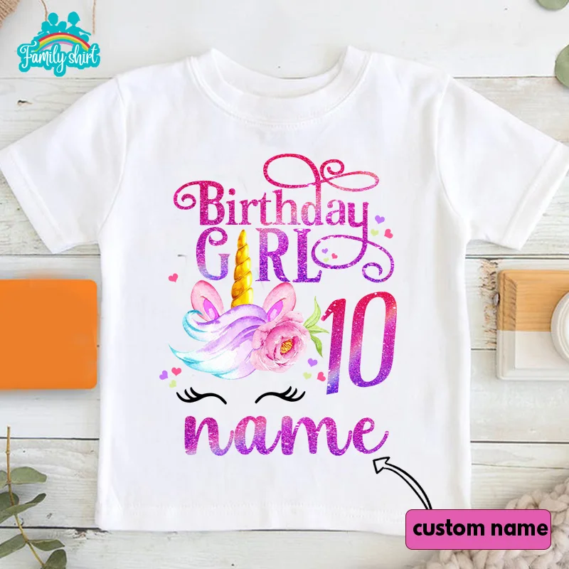 Unicorn T Shirt Family Gift Birthday Shirt Boys Party Custom Name T-Shirt Boys Children Kids Clothes Daddy Mommy Party Outfits