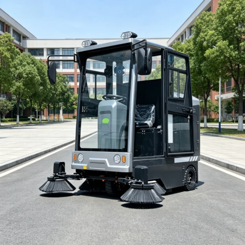 Multi Function Combined Dust Mist Vacuum Ride On Electric Sweeper Zero Emission Community Cleaning Equipment