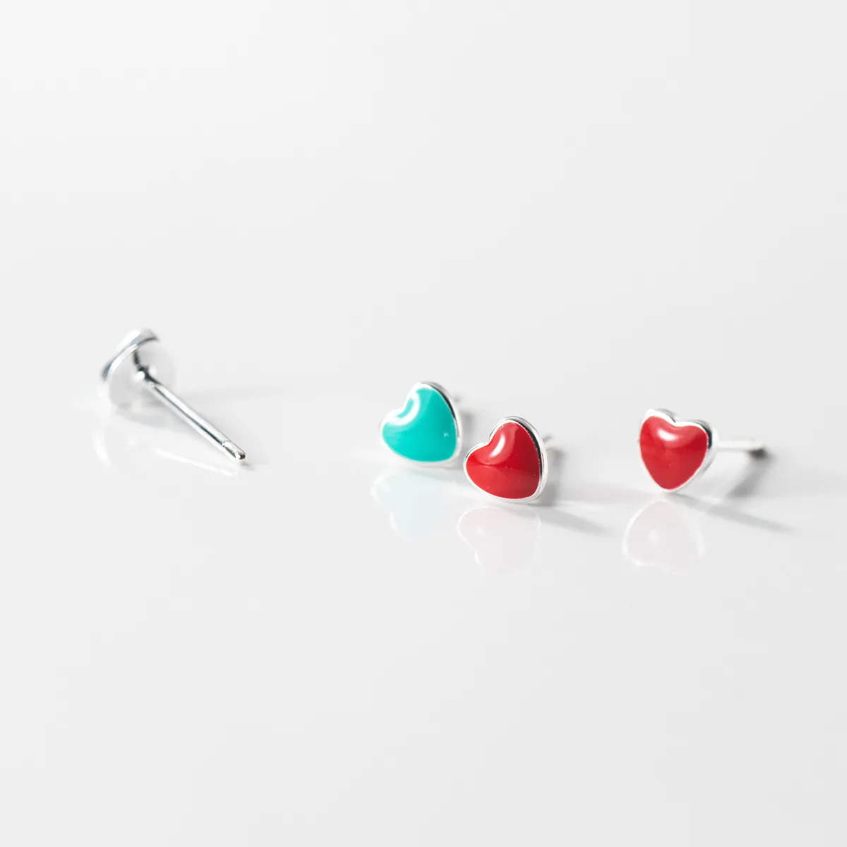 RYJU 925 Sterling Silver Glaze Heart Stud Earrings For Women Simple Cute Korean Earring Daily Life Minimalist Jewelry Gifts