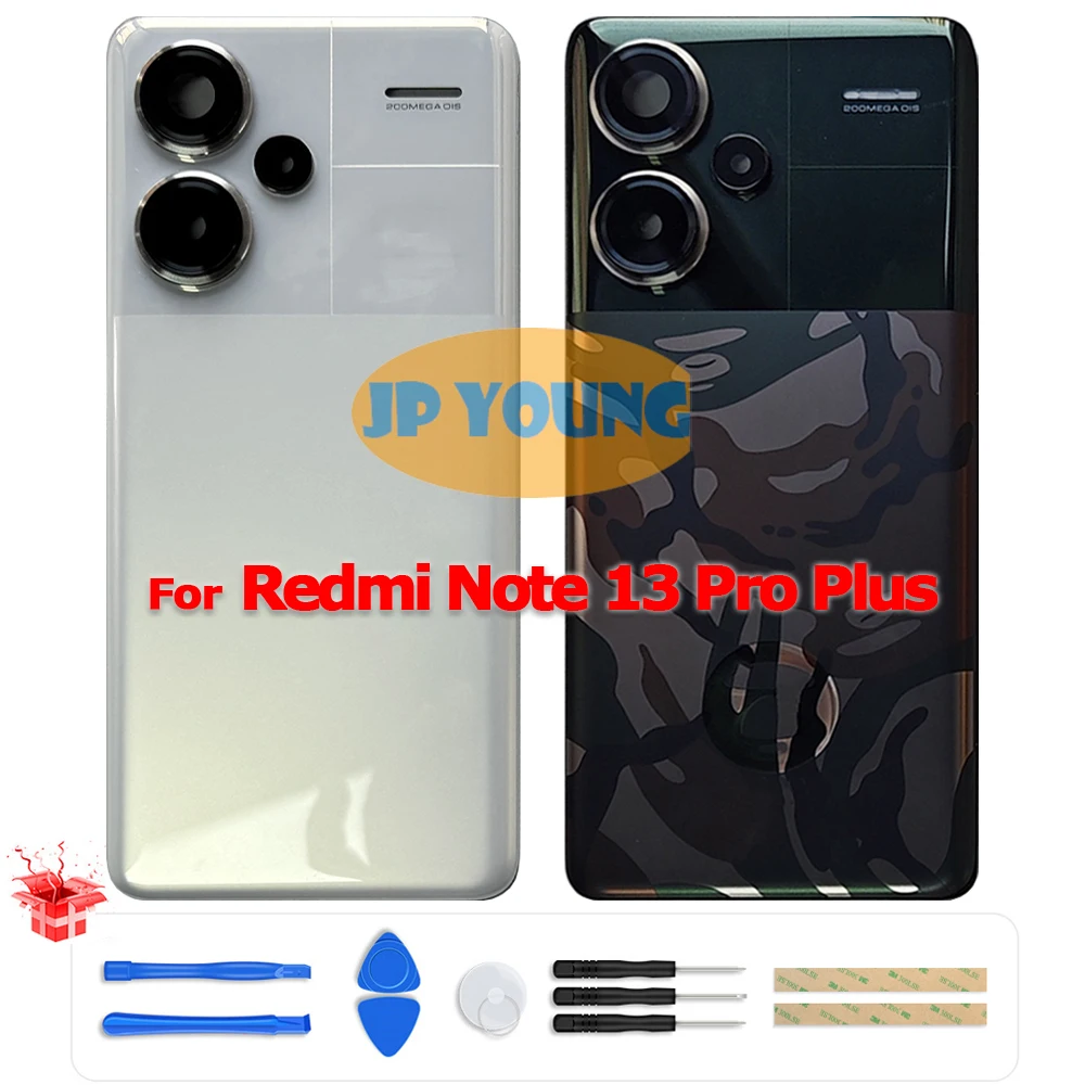 Original Battery Back Cover Glass Rear Door Housing for Xiaomi Redmi Note 13 Pro Plus 23090RA98C, 23090RA98G - Replacement