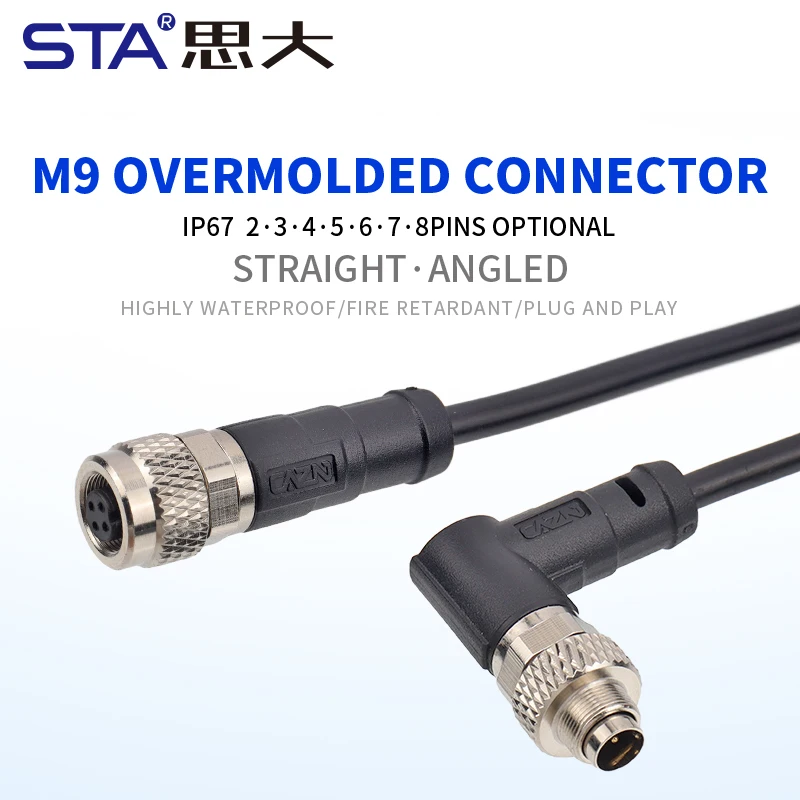 3M M9 Waterproof Cable Connector 3/4 Pins 5 Holes PVC PUR 712 Series Mold Straight Plug IP67 Aviation Cable  Durable Connection